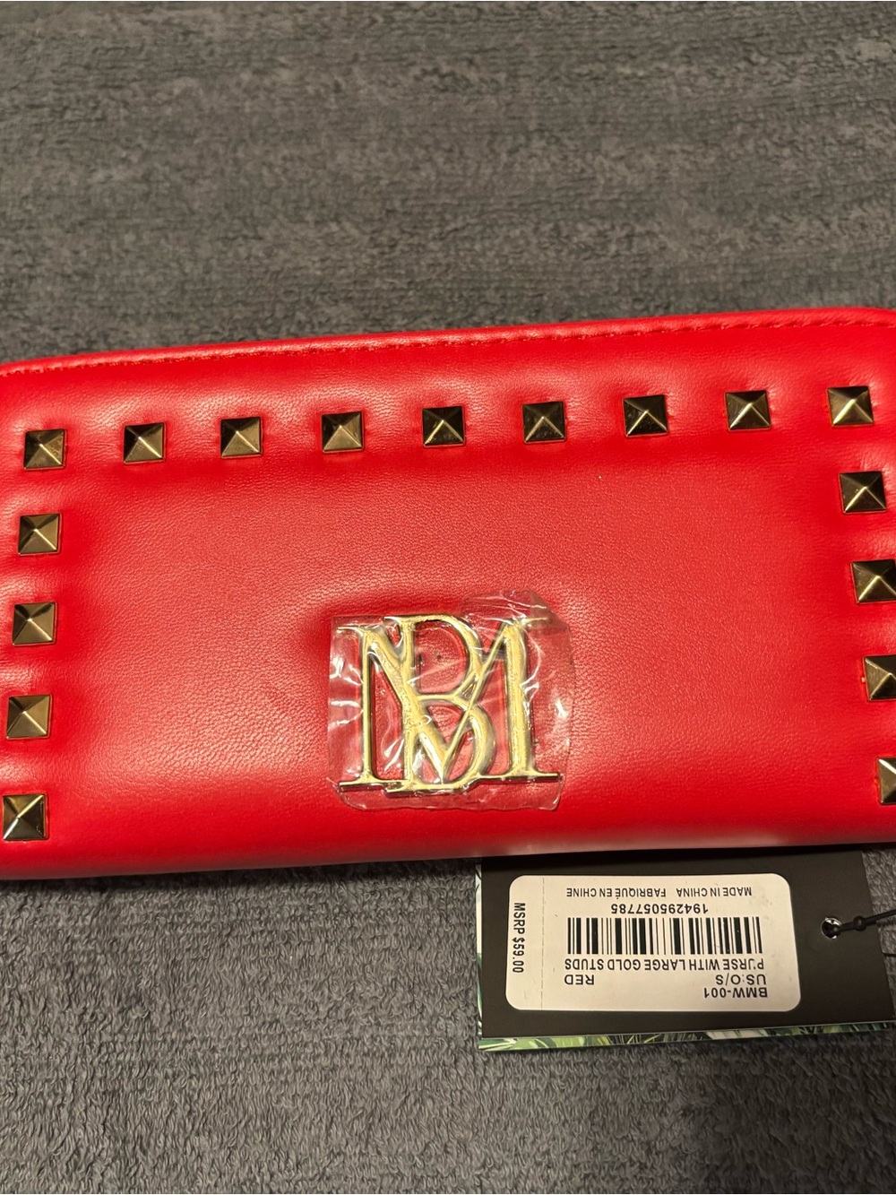 Badgley Mischka Vegan Leather Wallet Red/goldish color big enough to hold a phon